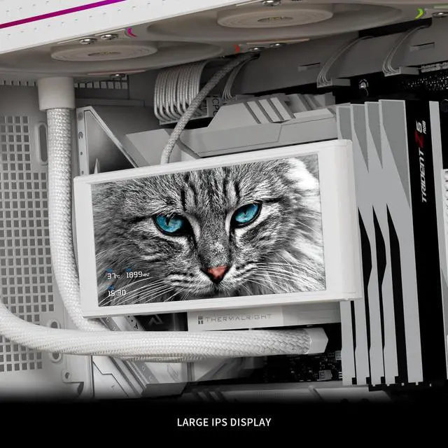 Alt view image 6 of 6 - Trofeo Vision 360 ARGB White CPU AIO Cooler,6.86-inch LCD Long Screen High-Performance 360mm Water-Cooled Radiator, IPS LCD Screen with 1280x480 Resolution,for AM4/AM5,Intel LGA1851/1700