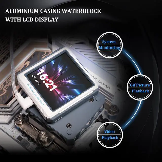 Alt view image 4 of 5 - FW360 Ultra ARGB White CPU AIO Cooler,PC 360 Specification Water Cooler System,IPS LCD Screen with 480x480 Resolution,for AM5,Intel LGA1700/1851,High Performance Pump,2.88in LCD Screen