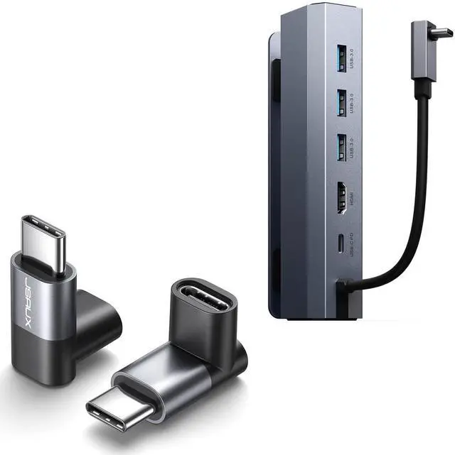 Main image of 90 Degree USB C Male to USB C Female Adapter + HB0603 Docking Station for Steam Deck