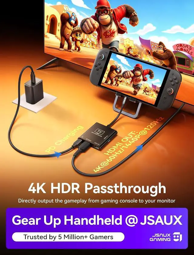 Alt view image 2 of 7 - Video Capture Card, HDMI Capture Card for Streaming with 4K 60Hz HDMI Passthrough, Record in 1080P 60FPS with Low Latency, Portable Dock for Nintendo Switch 2/Steam Deck/ROG Ally/Legion