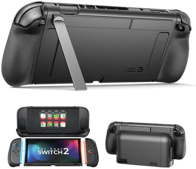 Main image of GoJoy Case for Switch 2, Dockable Split Case with Hidden Adjustable Metal Stand, PC Front Cover, Non-Slip Ergonomic Grip, 8 Game Card Storage, Drop Protection - PC0118A