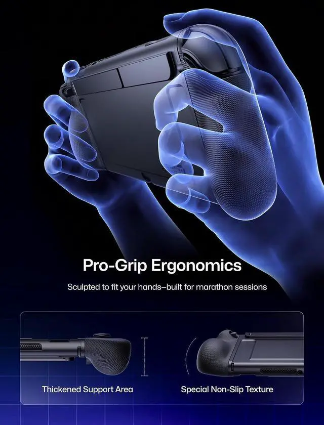 Alt view image 5 of 7 - GoJoy Case for Switch 2, Dockable Split Case with Hidden Adjustable Metal Stand, PC Front Cover, Non-Slip Ergonomic Grip, 8 Game Card Storage, Drop Protection - PC0118A