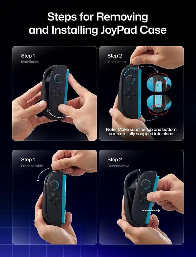 Alt view image 7 of 7 - GoJoy Case for Switch 2, Dockable Split Case with Hidden Adjustable Metal Stand, PC Front Cover, Non-Slip Ergonomic Grip, 8 Game Card Storage, Drop Protection - PC0118A