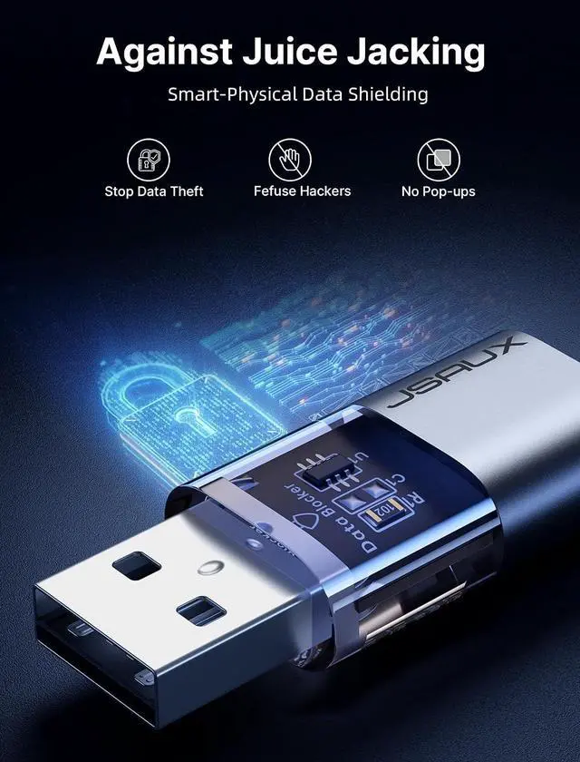 Alt view image 5 of 7 - USB Data Blocker & USB C Data Blocker 6 Pack, Transparent Charge Only Adapter, Juice Jacking Protection for Safe Public and Travel Charging, Block Data Transfer