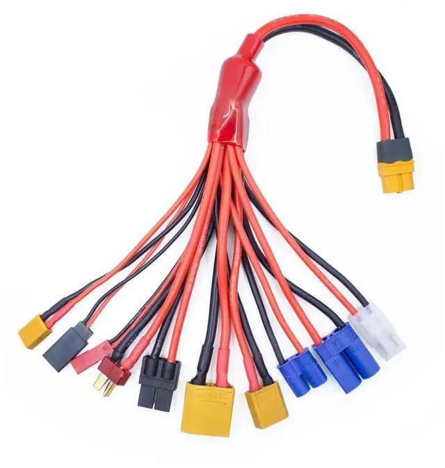 Main image of RC Lipo Battery Charger Adapter Connector 10 in 1 Multi Splitter Wire XT60H Plug Lead Convert Cable for TRX, T-Plug, Tamiya,Futaba, JST, XT90,XT60,XT30,EC3,EC5