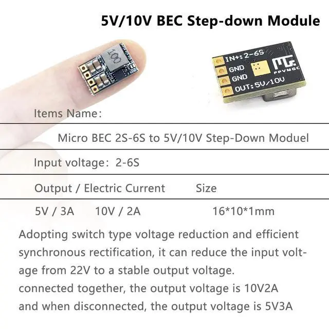 Alt view image 4 of 4 - FPV Micro BEC 2S-6S to 5V/10V Adjustable Step-Down Regulator for RC FPV Racing Quadcopter(3PCS)