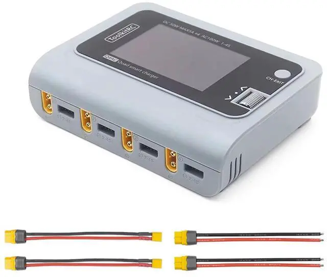 Main image of Q4AC RC Battery Charger 4x50W 4 Ports 1-4S Lipo AC DC Smart Charger XT60 with XT30 Adapters for RC Battery Balance Charger