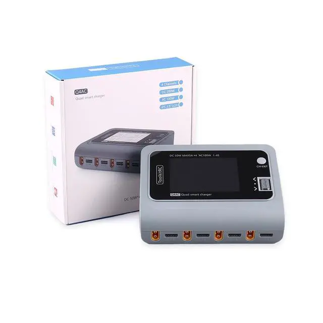 Alt view image 2 of 5 - Q4AC RC Battery Charger 4x50W 4 Ports 1-4S Lipo AC DC Smart Charger XT60 with XT30 Adapters for RC Battery Balance Charger