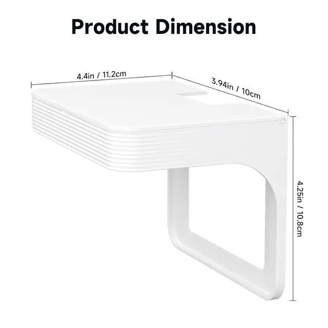 Alt view image 2 of 7 - Horizontal Wall Outlet Shelf with Cord Storage, Space Saving Organizer for US Horizontal Outlets, Bathroom Kitchen Bedroom, White