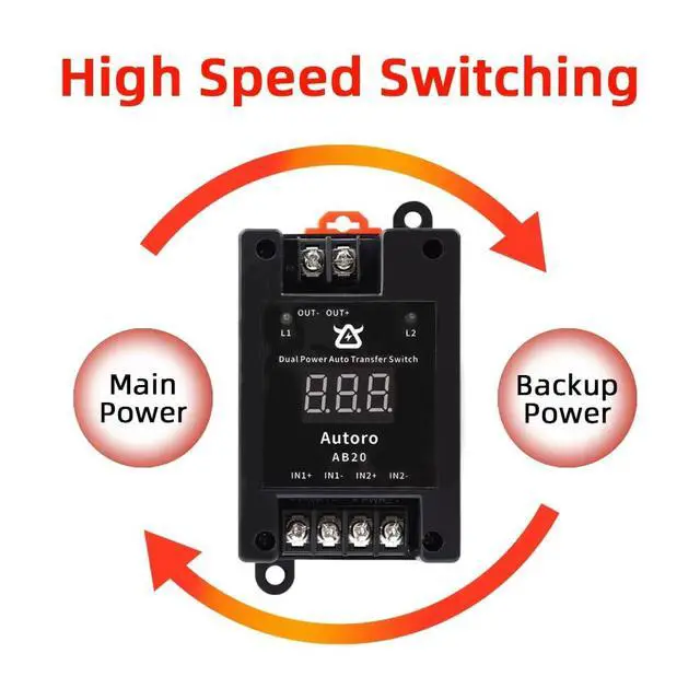 Alt view image 4 of 5 - 60V 20A Dual Power Automatic Tranfer Switch, Two Ways 0.015S High Speed ATS, 80V 100A Parallel Discharge Module with Reverse Polarity Protection