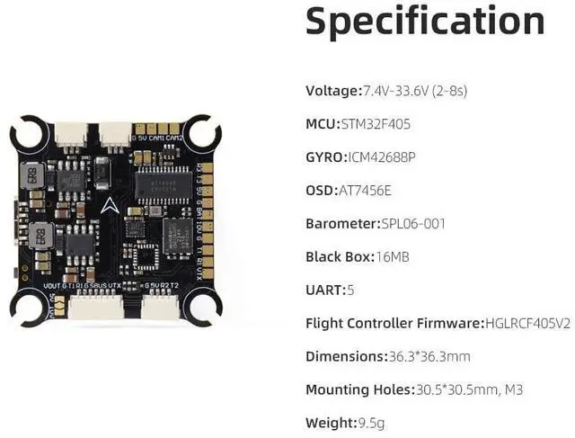 Alt view image 4 of 6 - F405 8S V1 FC Flight Controller High-performance ICM42688P M3 for FPV Racing Freestyle Drones