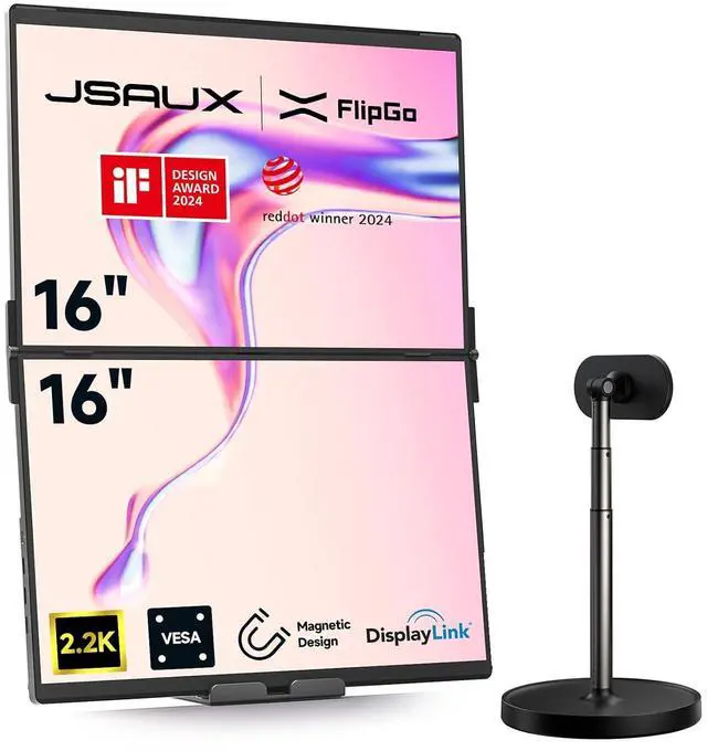 Main image of FlipGo Pro 16" Dual Portable Monitors Upgrade Magnetic Stand