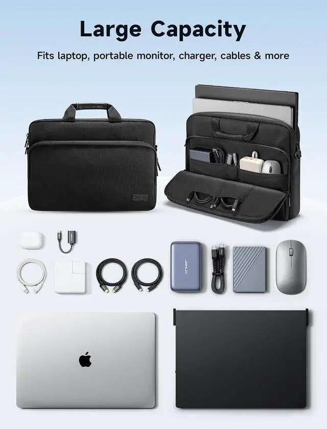 Alt view image 3 of 7 - FilpGo Extended Screen Laptop Bag, Premium Durable Travel Business Laptop Case for Notebook Tablet Monitor, Black