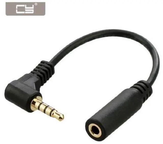 Main image of CYDZ 10cm Right Angled 90 Degree 3.5mm 4 poles Audio Stereo Male to Female Extension Cable