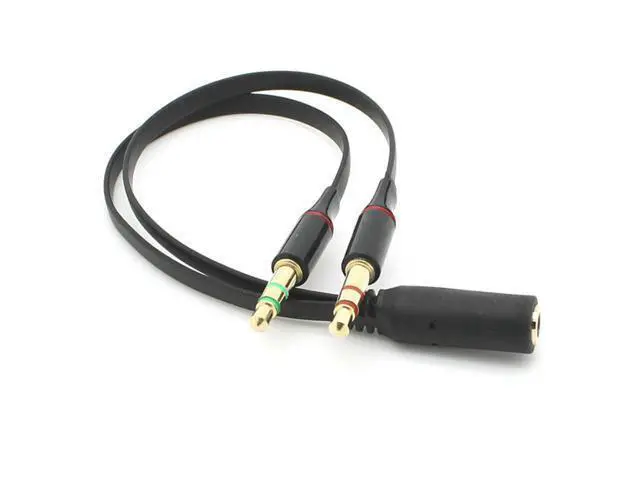 Alt view image 2 of 7 - CYDZ Dual 3.5mm Male to Single Female Headphone Microphone Audio Splitter Cable for Cell Phone & Tablet & Laptop Black Color