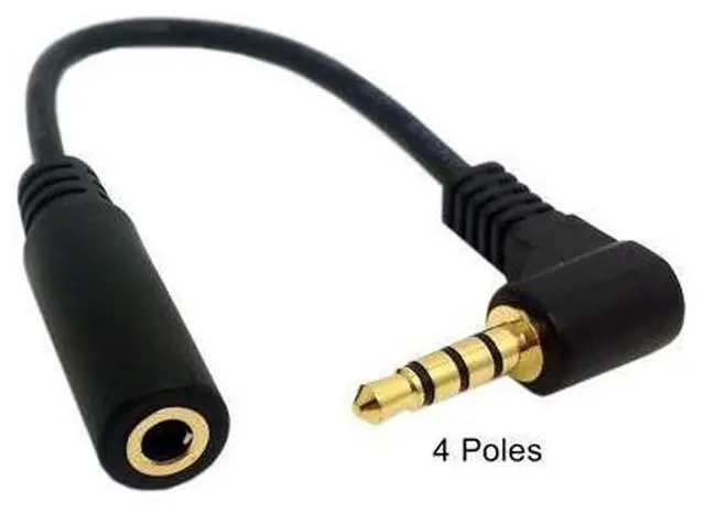 Main image of 1Set 3/4 Poles Audio Stereo 90 Degree Right Angled 3.5mm Male to Female Extension Cable