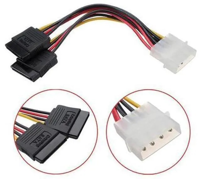 Alt view image 2 of 4 - CYDZ IDE 4pin to Dual SATA 15P Y Splitter 10cm Hard Disk Power Supply Extension Cable