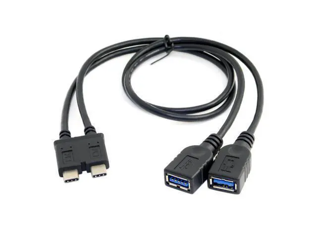 Alt view image 2 of 4 - CYDZ Dual Cable USB 3.1 Type-C to 3.0 A Female OTG Data Cable for 13 inch Laptop Pro