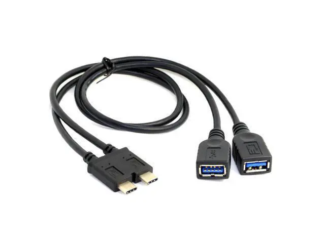 Alt view image 3 of 4 - CYDZ Dual Cable USB 3.1 Type-C to 3.0 A Female OTG Data Cable for 13 inch Laptop Pro
