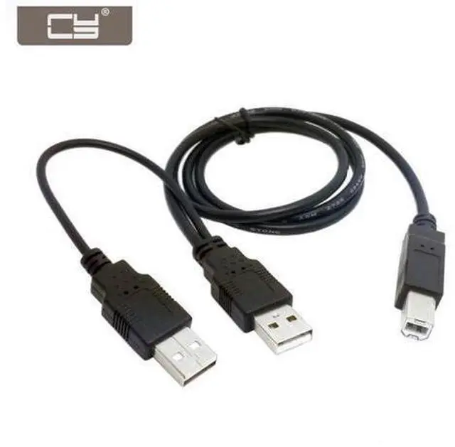 Main image of CYDZ 80cm Dual USB 2.0 Male to Standard B Male Y Cable for Printer & Scanner & External Hard Disk Drive