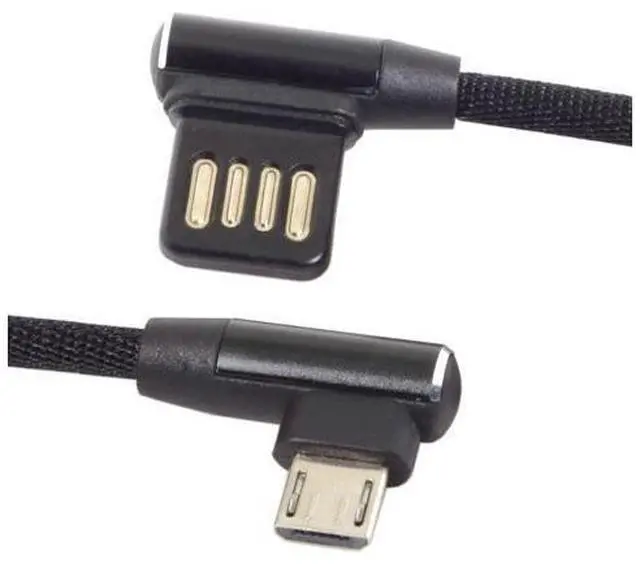 Main image of Left Right Angled 90 Degree USB 2.0 Data Cable with Sleeve for Tablet & Phone 15cm to Micro USB 5Pin