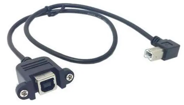 Main image of CYDZ 90 Degree Left Angled USB B Type Male to Female extension cable with screws for Panel Mount 50cm