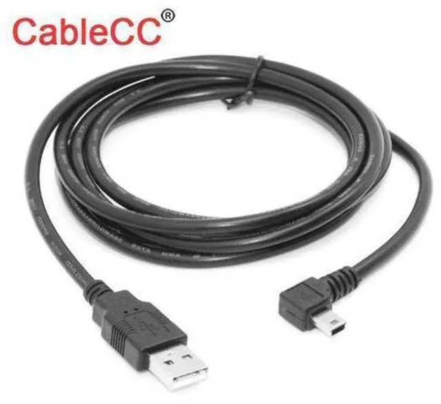 Main image of CableCC Mini USB B Type 5pin Male 90 Degree Left Angled to USB 2.0 Male Data Cable Black 1.8m