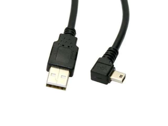 Alt view image 5 of 5 - CableCC Mini USB B Type 5pin Male 90 Degree Left Angled to USB 2.0 Male Data Cable Black 1.8m