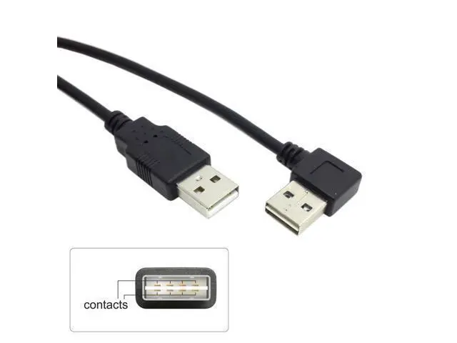 Alt view image 2 of 4 - CYDZ USB 2.0 Male to Male Data Cable 100cm Reversible Design Left & Right Angled 90 Degree 1M