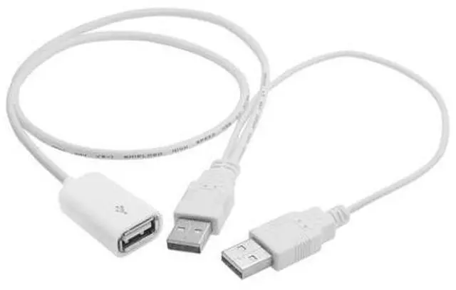Main image of CYDZ Dual A Male to USB 2.0 Female Extra Power Data Y Extension Cable for 2.5" Mobile Hard Disk White