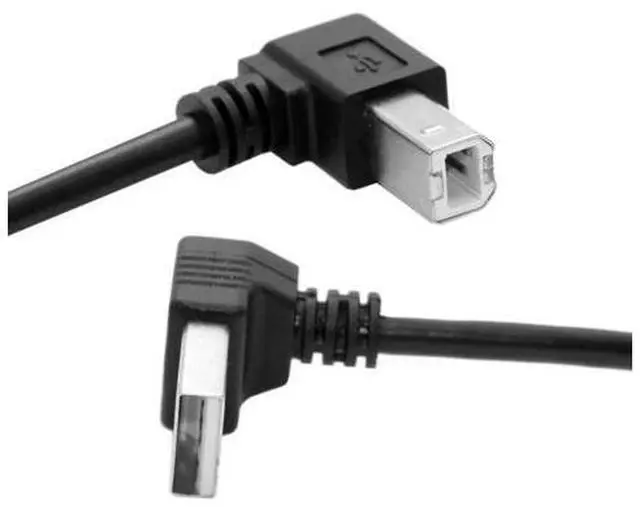 Main image of Down Angled USB 2.0 A Male to B Male 90 Degree Up Angled Printer Scanner HDD Cable 35cm