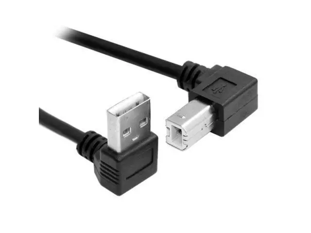 Alt view image 2 of 5 - Down Angled USB 2.0 A Male to B Male 90 Degree Up Angled Printer Scanner HDD Cable 35cm
