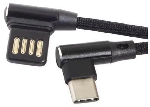 Main image of Type-C USB-C 3.1 to USB 2.0 Left Right Angled 90 Degree Data Cable With Nylon Sleeve Braid for Tablet & Phone 15cm