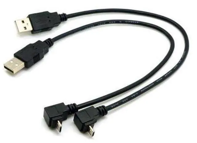 Main image of 2pcs USB 2.0 Male to Micro USB 90 Degree Up & Down Angled Cable for Cell Phone Tablet