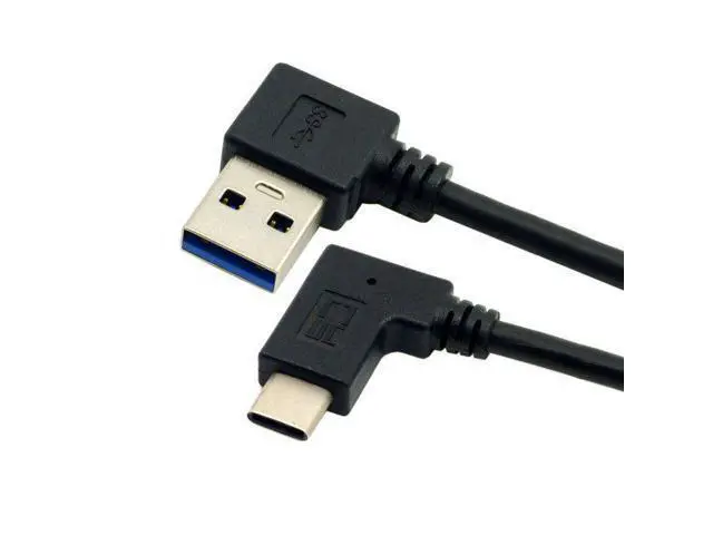 Alt view image 3 of 5 - Chenyang-Cable 0.3M Reversible USB 3.1 USB-C Angled to Left Angled 90 Degree A Male Data Cable