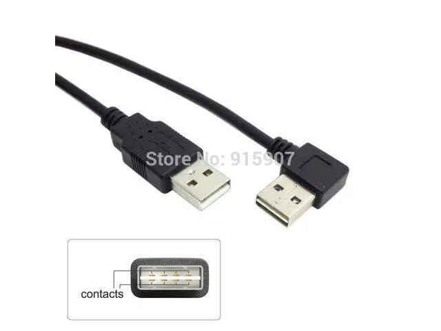 Alt view image 4 of 5 - Cablecc 100cm USB 2.0 Male to Male Data Cable Reversible Design Left & Right Angled 90 Degree