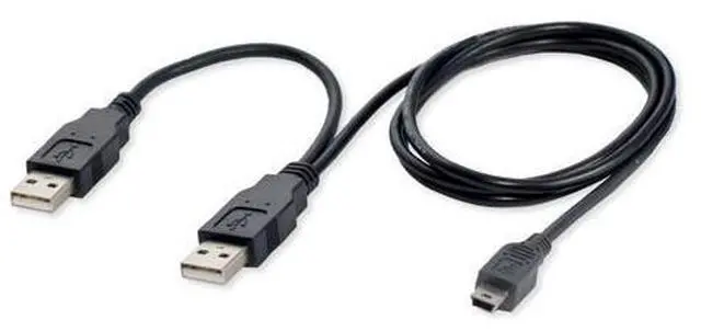 Main image of USB2.0 2 Male to Mini 5 Pin Y Cable Data and Power Cable for Hard Disk Drive CAS