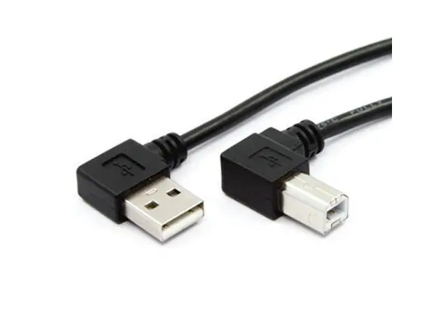 Alt view image 3 of 5 - B Male Angled 90 Degree Printer to Left Angled USB 2.0 A Male Cable 50cm 100cm