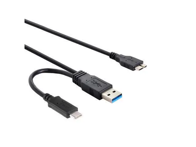 Alt view image 2 of 3 - USB-C USB 3.1 Type-C & USB 3.0 Type-A Host to Micro USB 3.0 Target Combo Data Cable for Disk