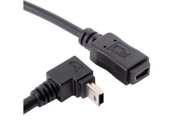 Alt view image 4 of 5 - GPS Mini USB B Type 5P 90D Up Direct Angled Male to Female Extension Cable 20cm