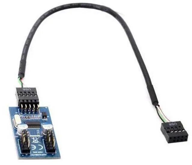 Alt view image 2 of 3 - 9pin USB 2.0 Header 1 to 2 Female Motherboard Extension Cable HUB Connector Adapter Port Multilier