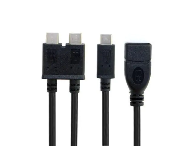 Alt view image 3 of 7 - NGFF Dual Cable USB 3.1 Type-C to USB-C & USB 3.0 Female OTG Data Cable for 13 inch Laptop Pro
