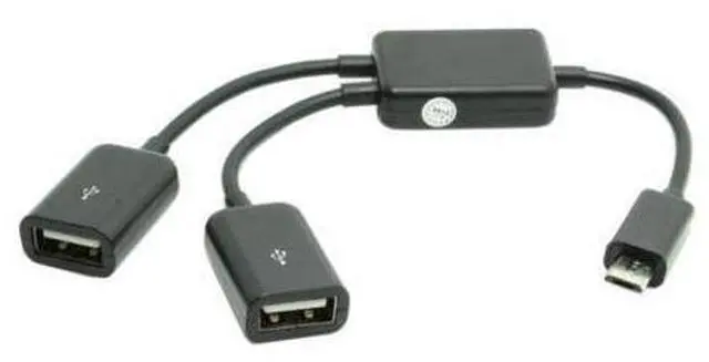 Main image of Micro USB Host OTG Adapter Cable with Dual Port Hub for Galaxy S5 S4 S3 & Tablet Black Color