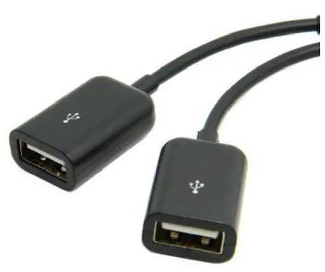Alt view image 2 of 5 - Micro USB Host OTG Adapter Cable with Dual Port Hub for Galaxy S5 S4 S3 & Tablet Black Color
