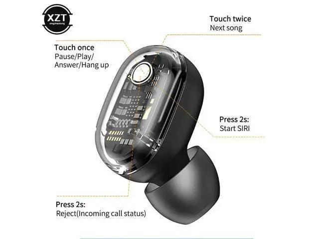 Alt view image 5 of 6 - Bluetooth 5.0 Wireless Headphones with Microphone Sports Waterproof TWS Earphones HIFI Stereo Noise Cancelling Headset Earbuds