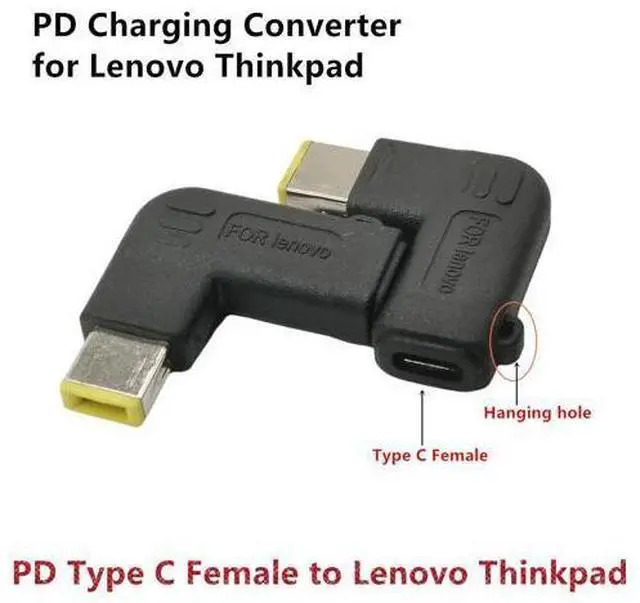 Main image of Adaptateur de charge d'alimentation USB Type C 65W PD, entrée femelle à pointe mince pour Lenovo B50 G40 G50 G70 G505S Z40 Z50 Z70 (carré a)