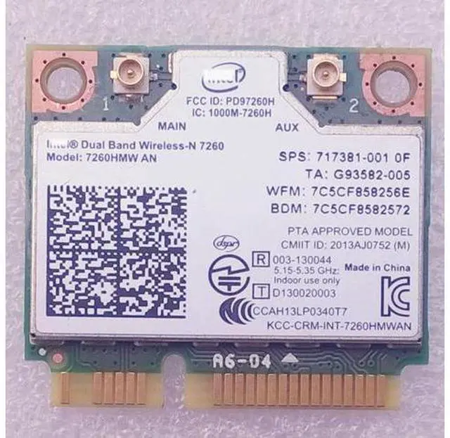 Alt view image 3 of 3 - Int Dual Band (2.4G&5G) Wireless-N 7260 802.11abgn+BT4.0 Combo WiFi Card 7260HMWAN