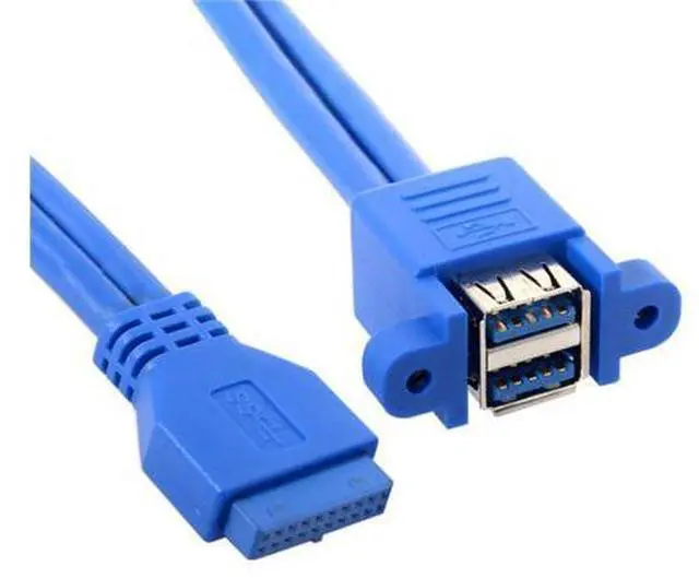 Alt view image 3 of 4 - Adaptateur de câble pour carte mère avec vis de 50cm, double USB 3.0 A femelle, 2 ports vers USB 3.0 20 broches 19 broches femelle