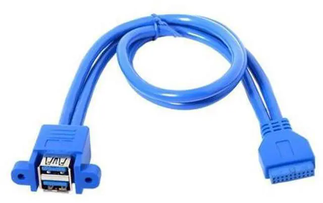 Alt view image 2 of 4 - Adaptateur de câble pour carte mère avec vis de 50cm, double USB 3.0 A femelle, 2 ports vers USB 3.0 20 broches 19 broches femelle