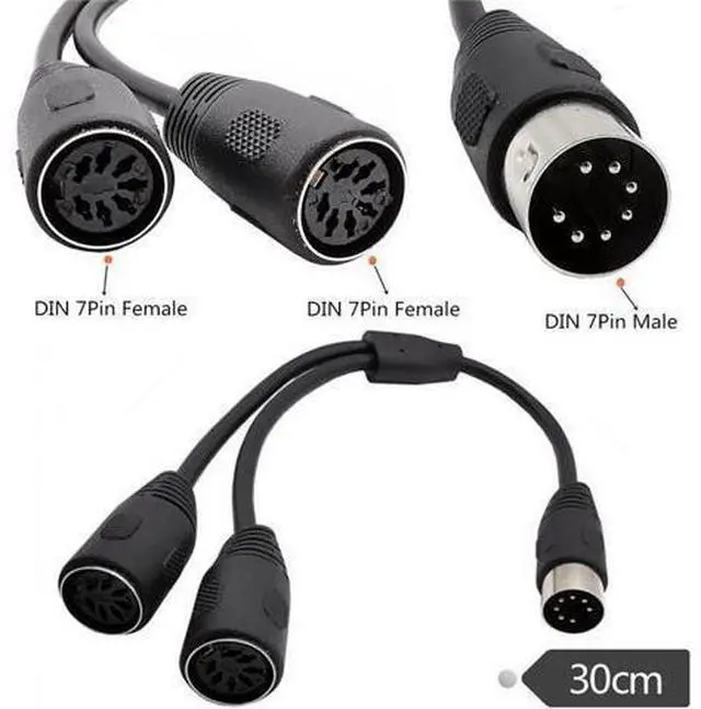 Main image of Adaptateur séparateur de câble MIDI DIN 7 broches, 0.3M, prise mâle à 2x prise femelle